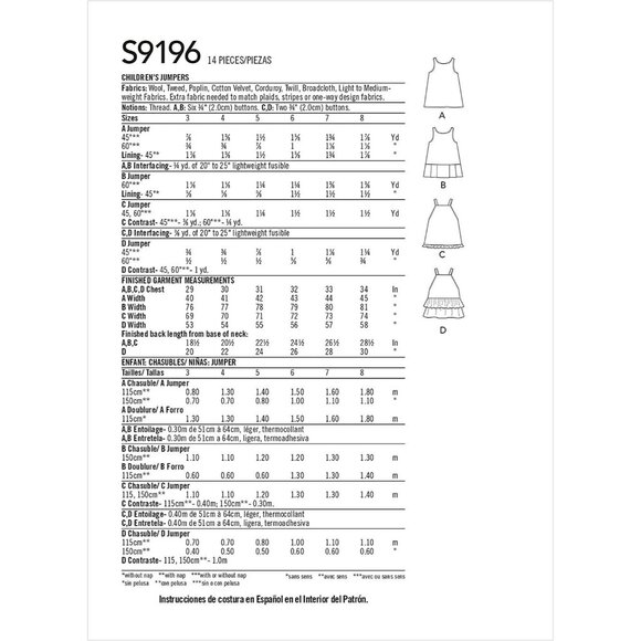 Simplicity Sewing Pattern S9196 Girls Ruffle Jumper Sizes 3-8 Uncut FF - Picture 3 of 6